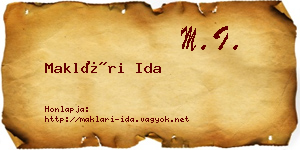 Maklári Ida névjegykártya